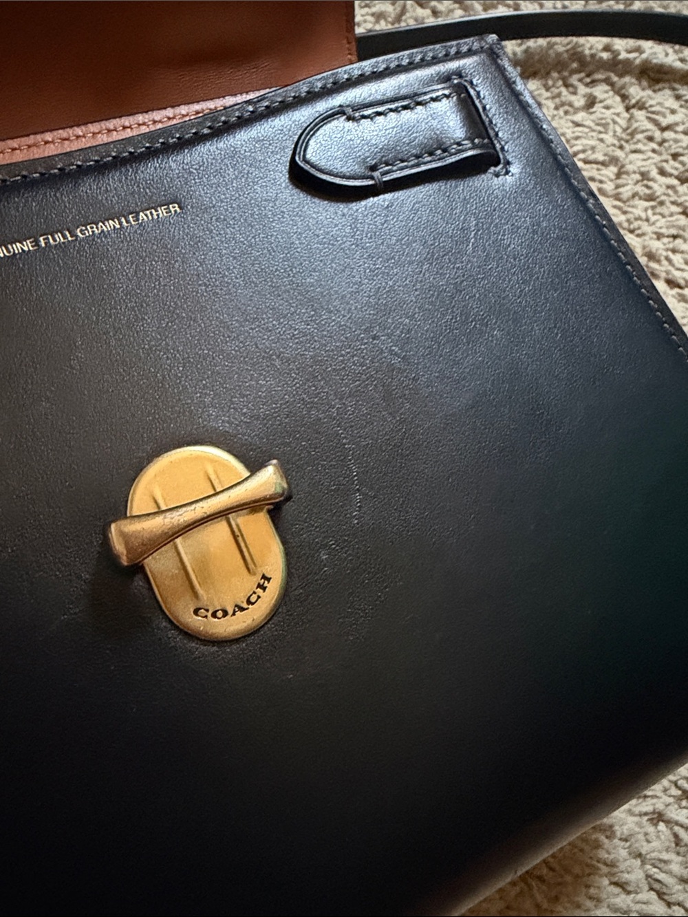 Coach Black Leather Top-Handle Satchel with Signature C - Picture 11 of 16